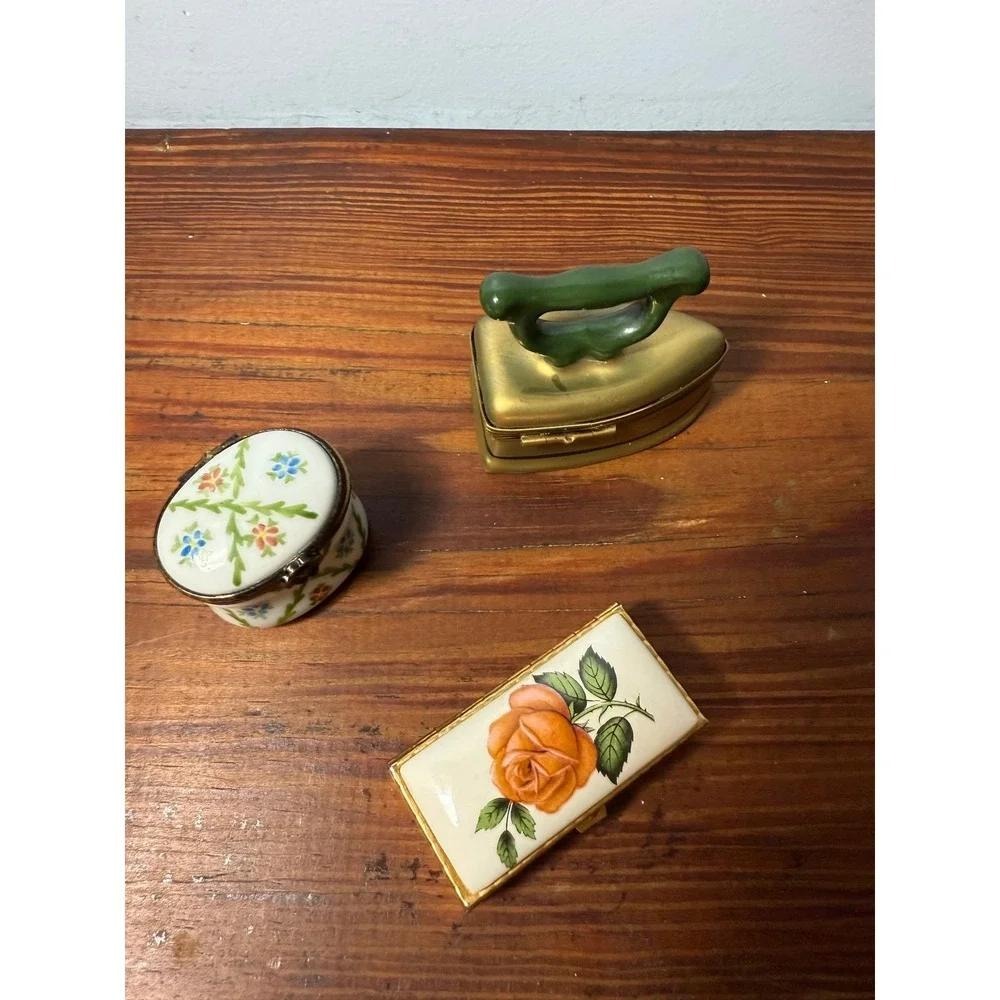 Bundle of Antique Porcelain Pill Boxes - Including 3 Hand-Painted Limoges EUC